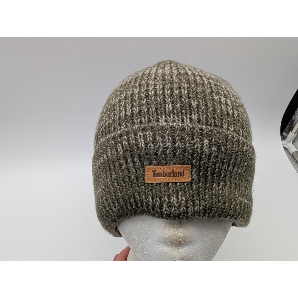 Timberland Mens Marled Knit Cuffed Beanie Hat Olive Green OS RN76382